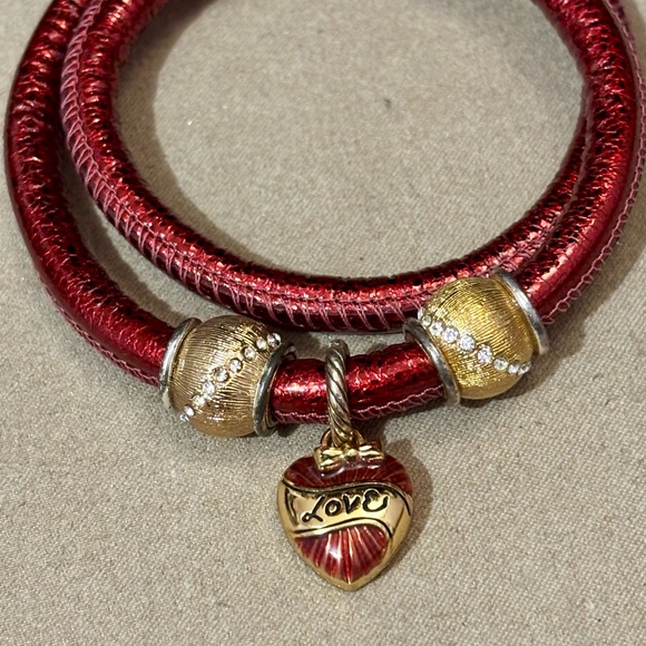 Brighton Double Sparkle Woodstock bracelet Red leather Holds beads & charms - Picture 9 of 10